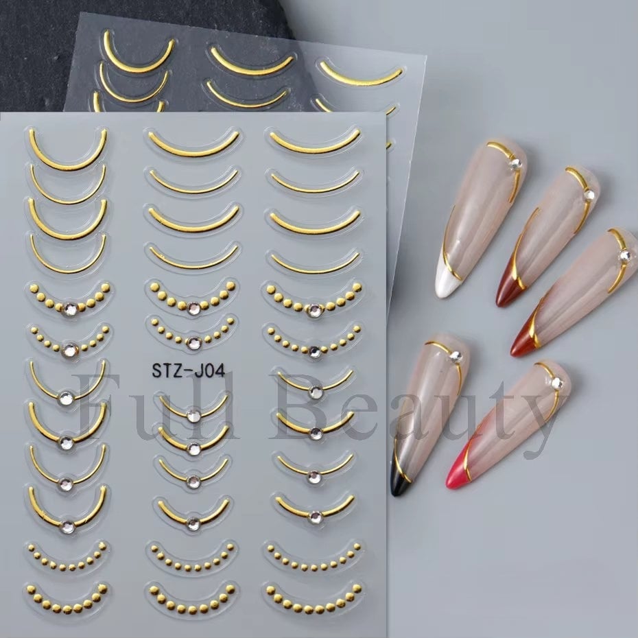 Abtibilduri unghii 3D Marquise, STICKER110, Auriu