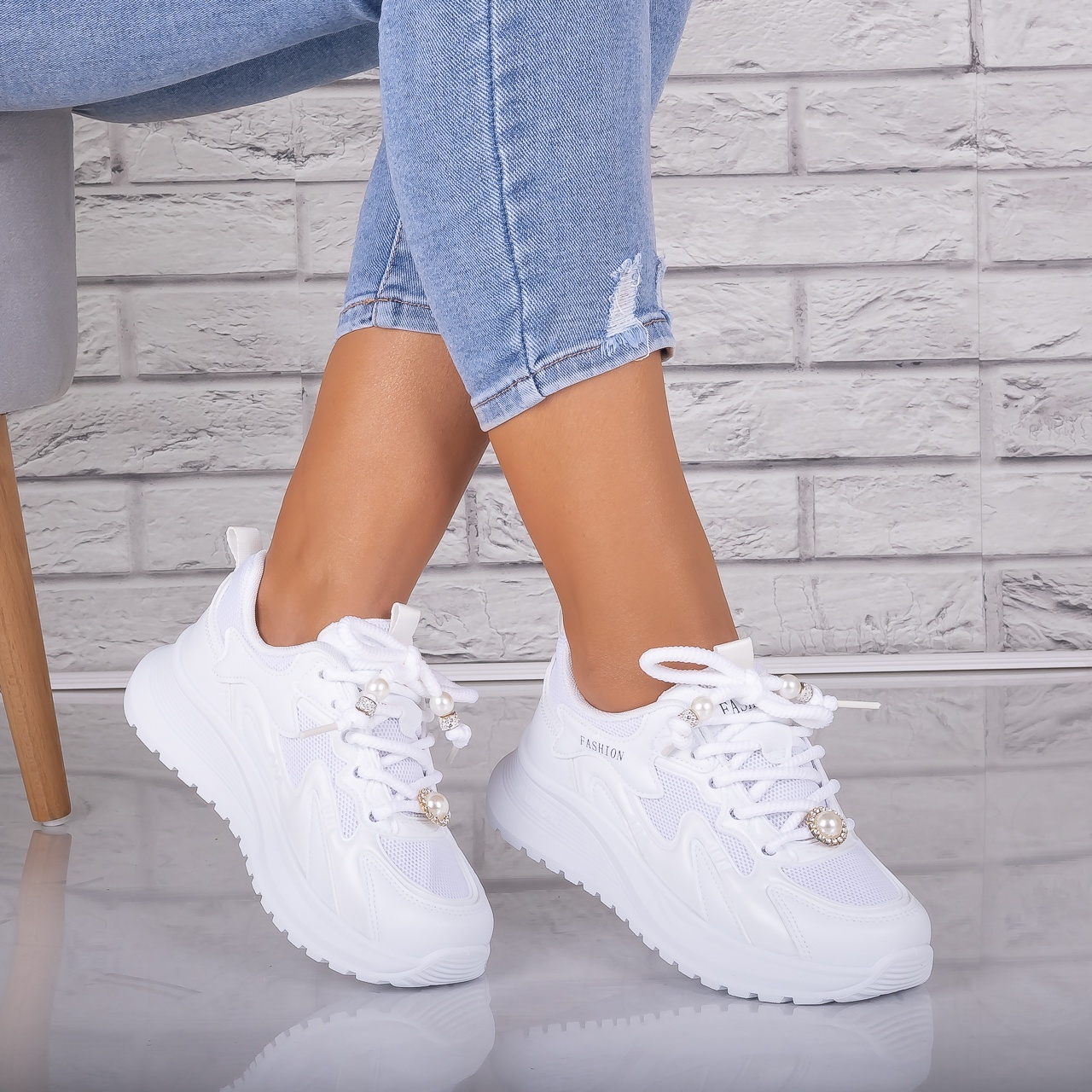 Adidasi dama Albi din Piele Eco/ Textil Tanada - poza 2
