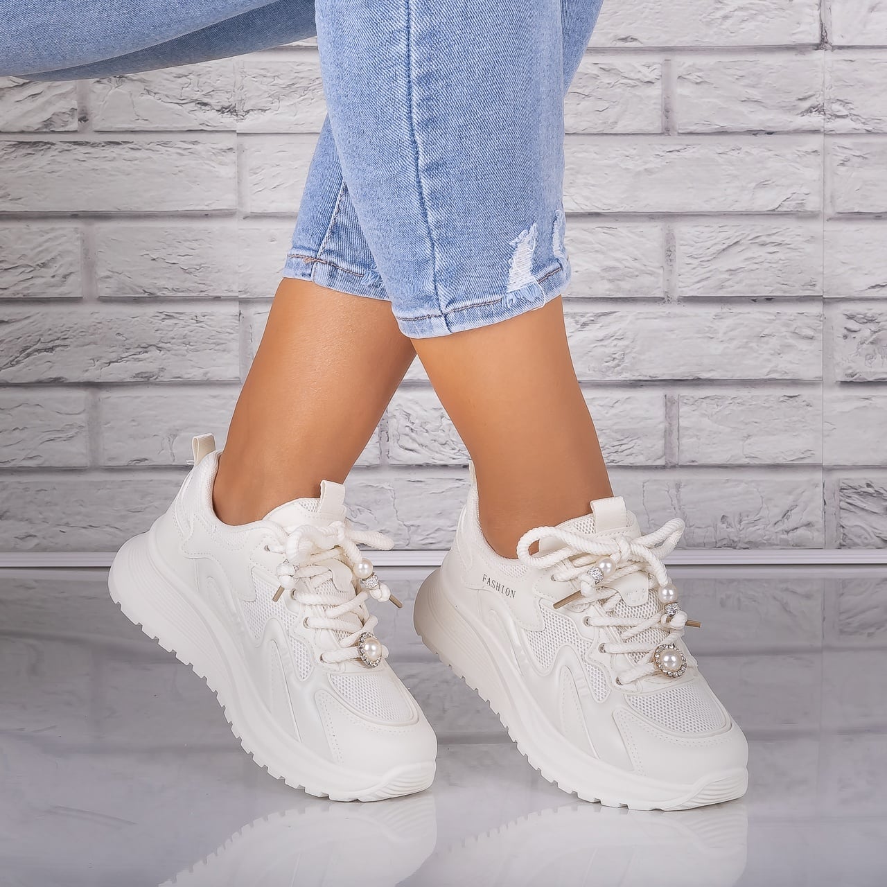 Adidasi dama Bej din Piele Eco/ Textil Tanada