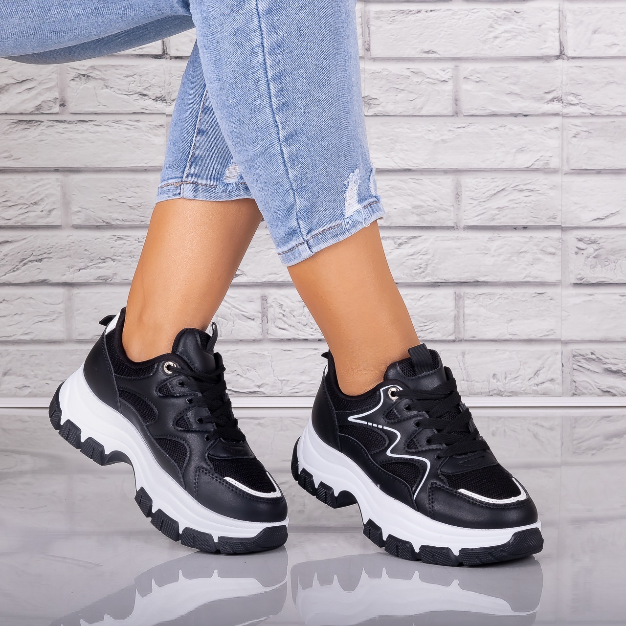 Adidasi dama Negri din Piele Eco/ Textil Arleta - poza 2