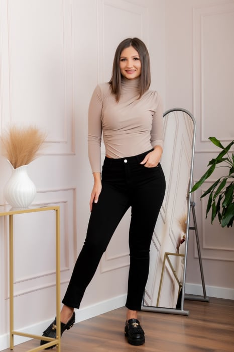 Blugi negri conici cu talie inalta Jennifer