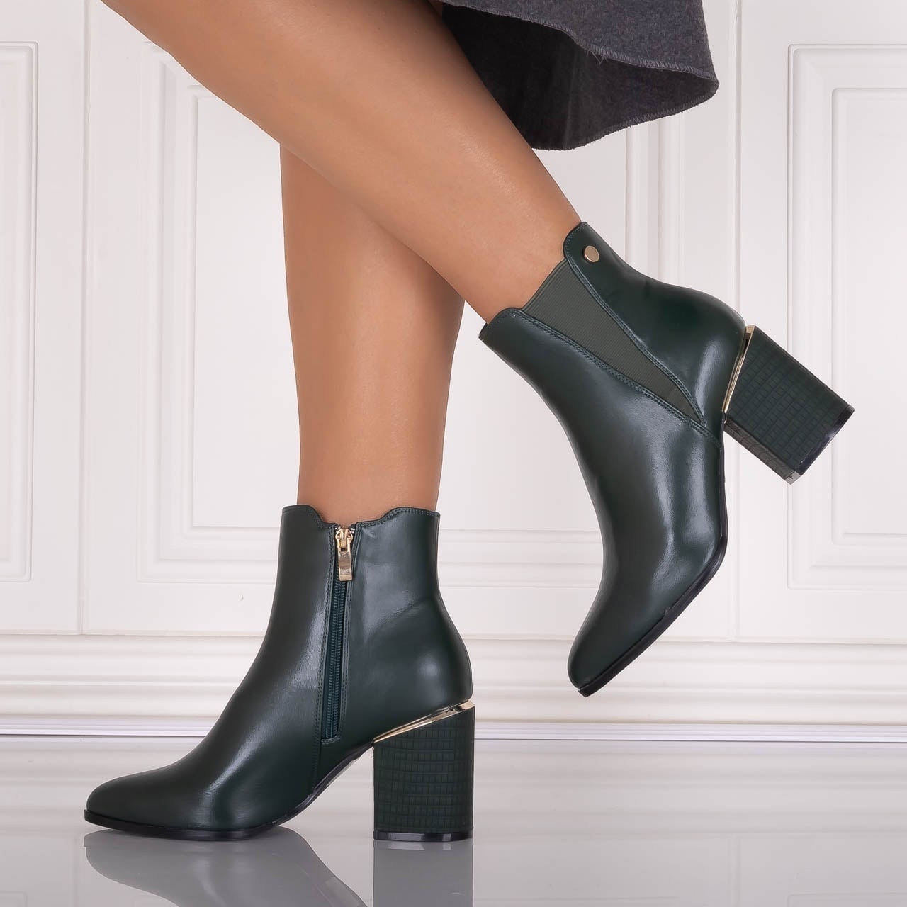 Botine dama Verzi din Piele Ecologica Lamisa - poza 1