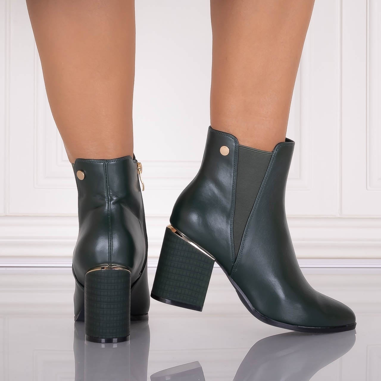 Botine dama Verzi din Piele Ecologica Lamisa - poza 4