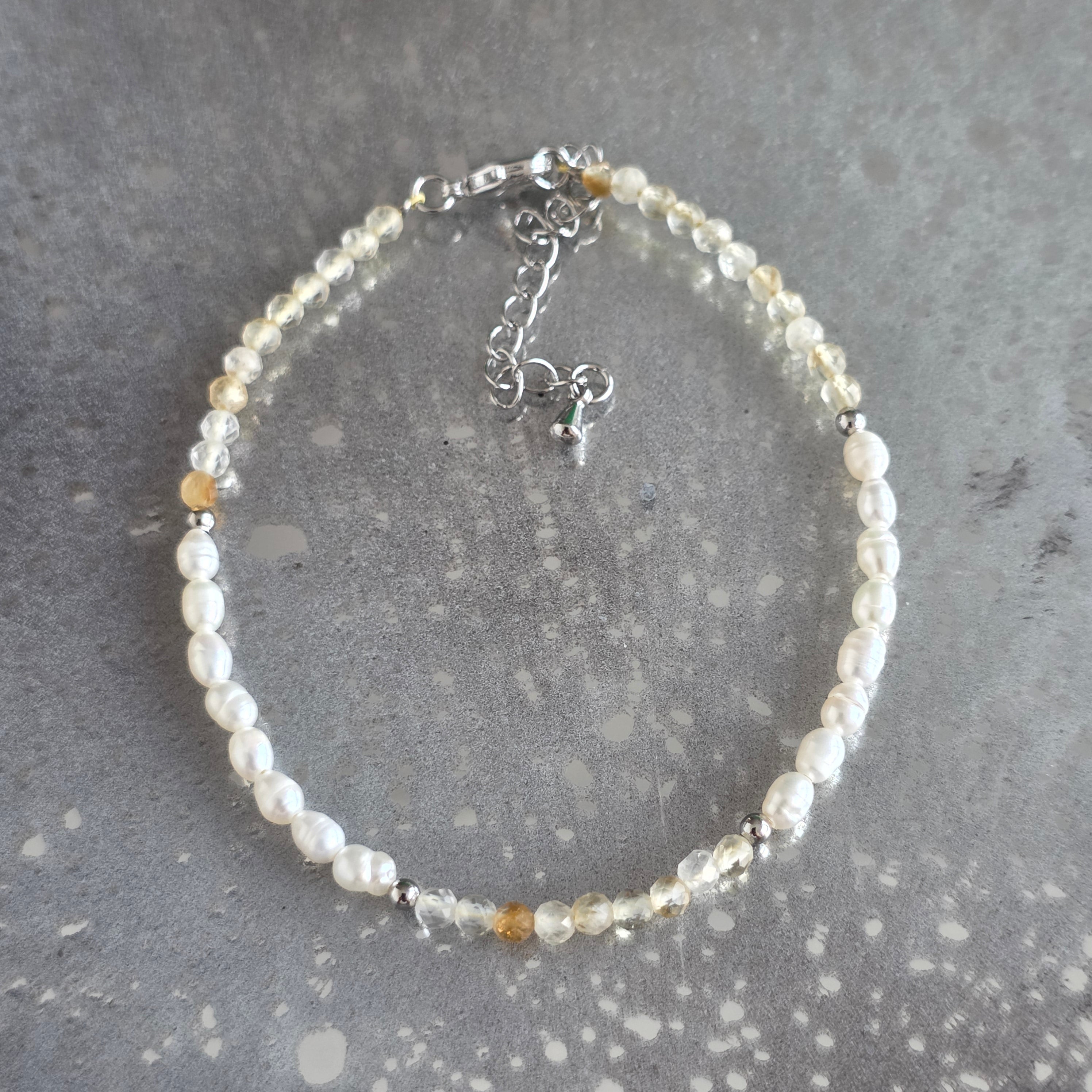 Bratara citrin reglabila fatetata 3 .5 mm | Pearl #2