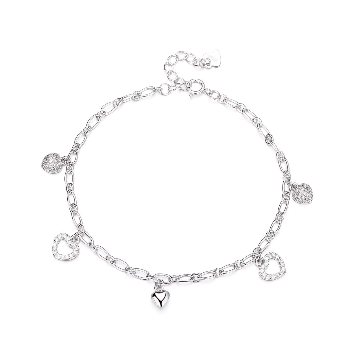 Bratara din argint 925 pentru dama, JW1617, model inimioare, placata cu rodiu - poza 1