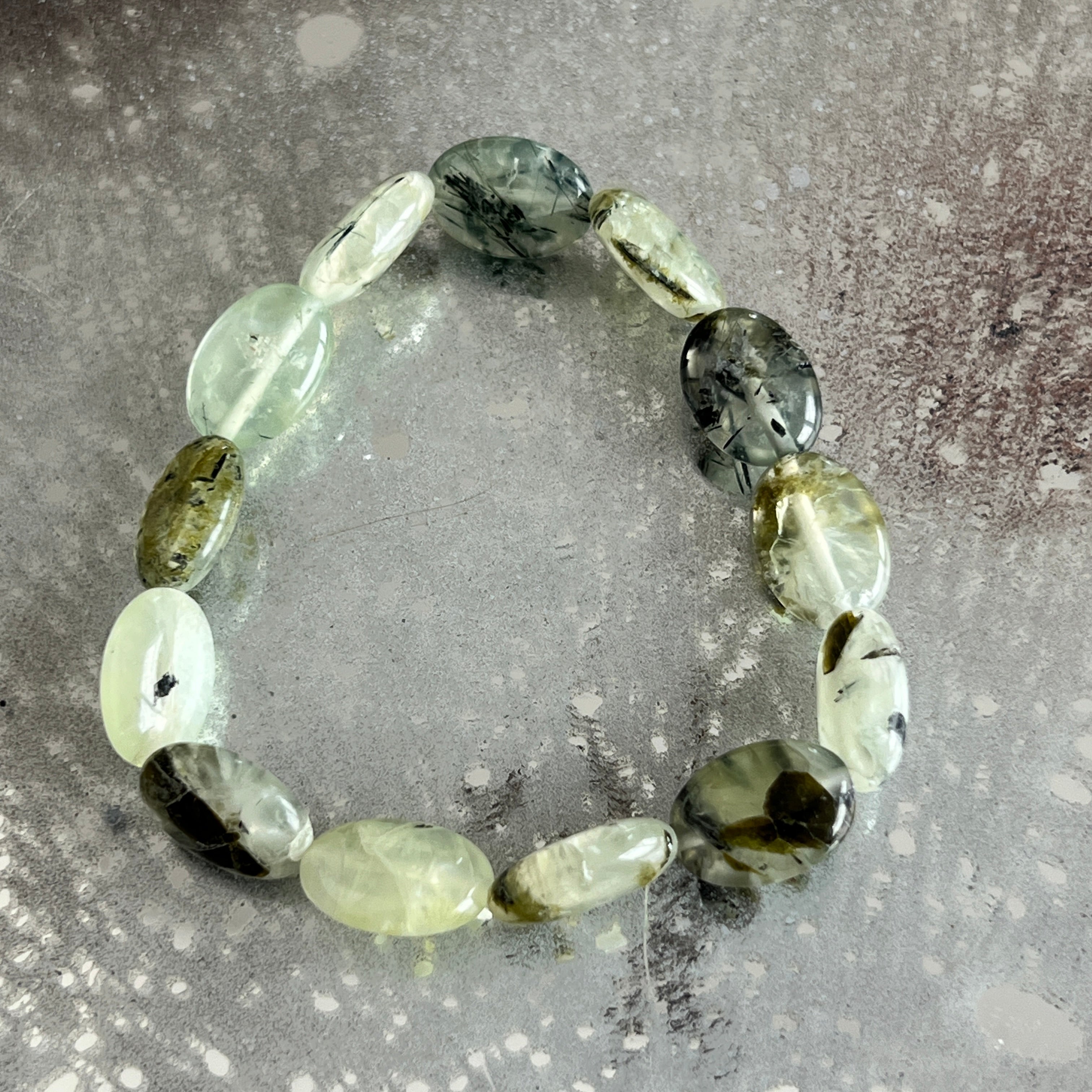 Brățară prehnit discuri rotunde 10x14x5mm