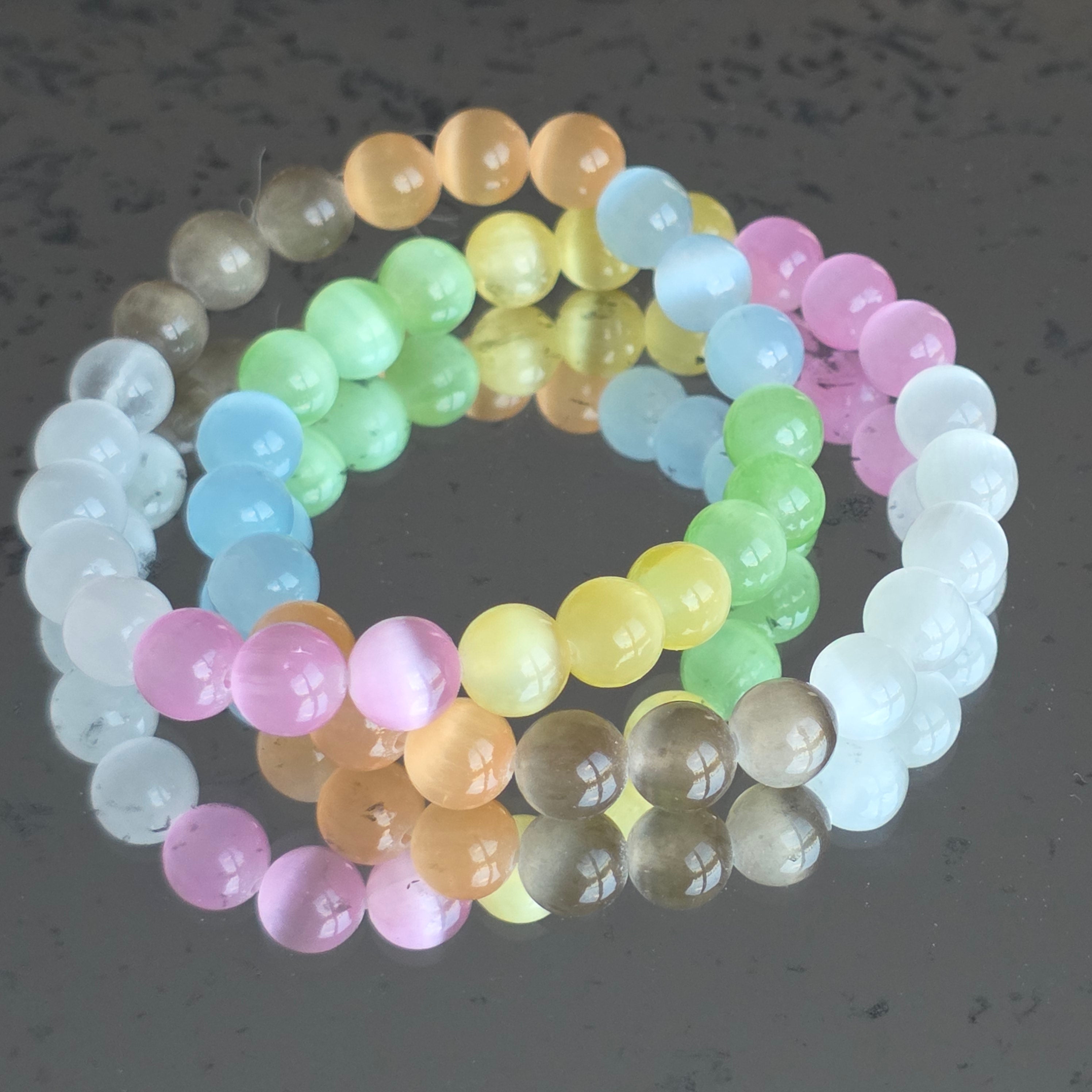 Bratara sfere colorate din selenit 8 mm