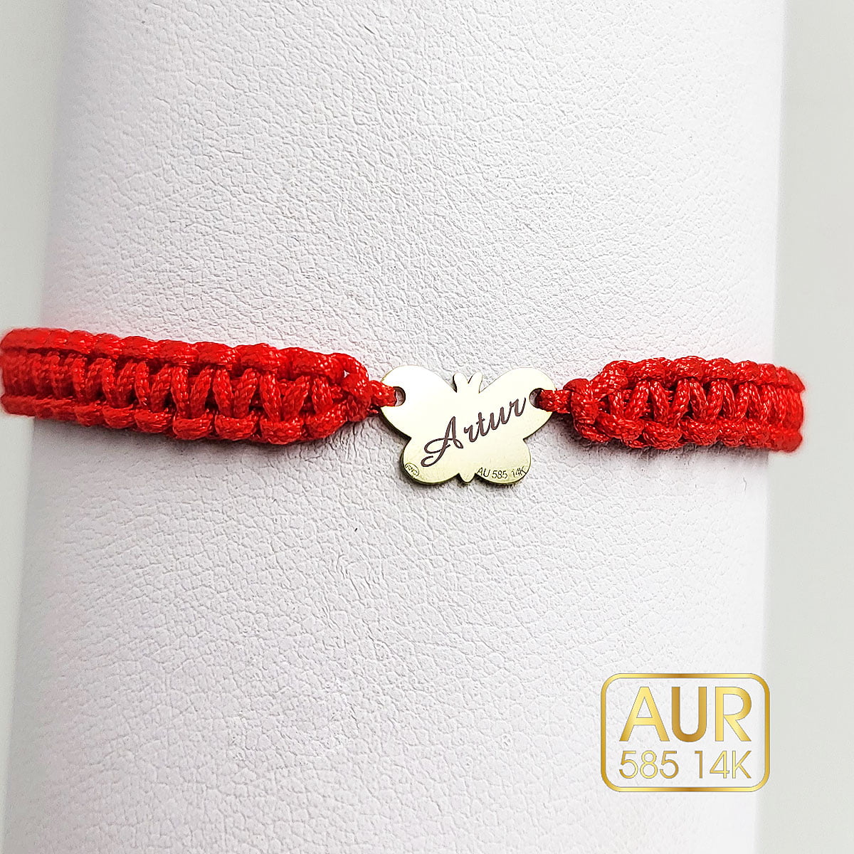 Bratara snur Fluturas Aur 14k-personalizata prin gravura