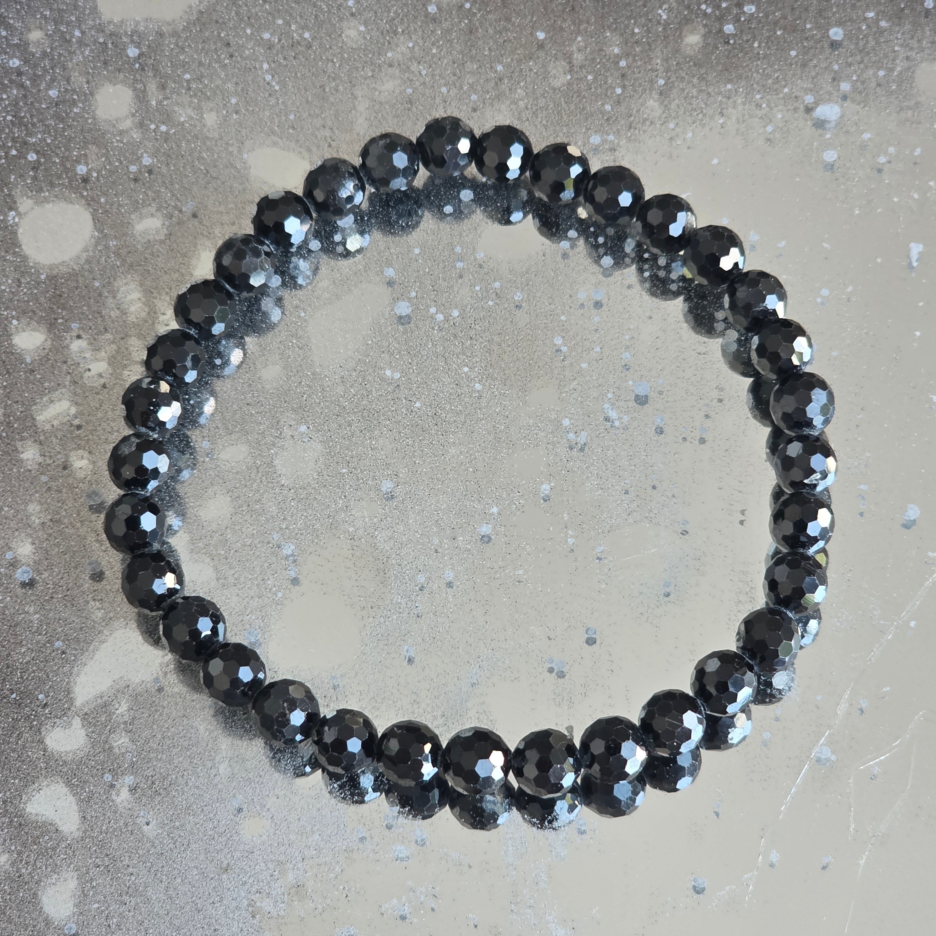 Bratara turmalina neagra fatetata 6 mm, calitate AAA