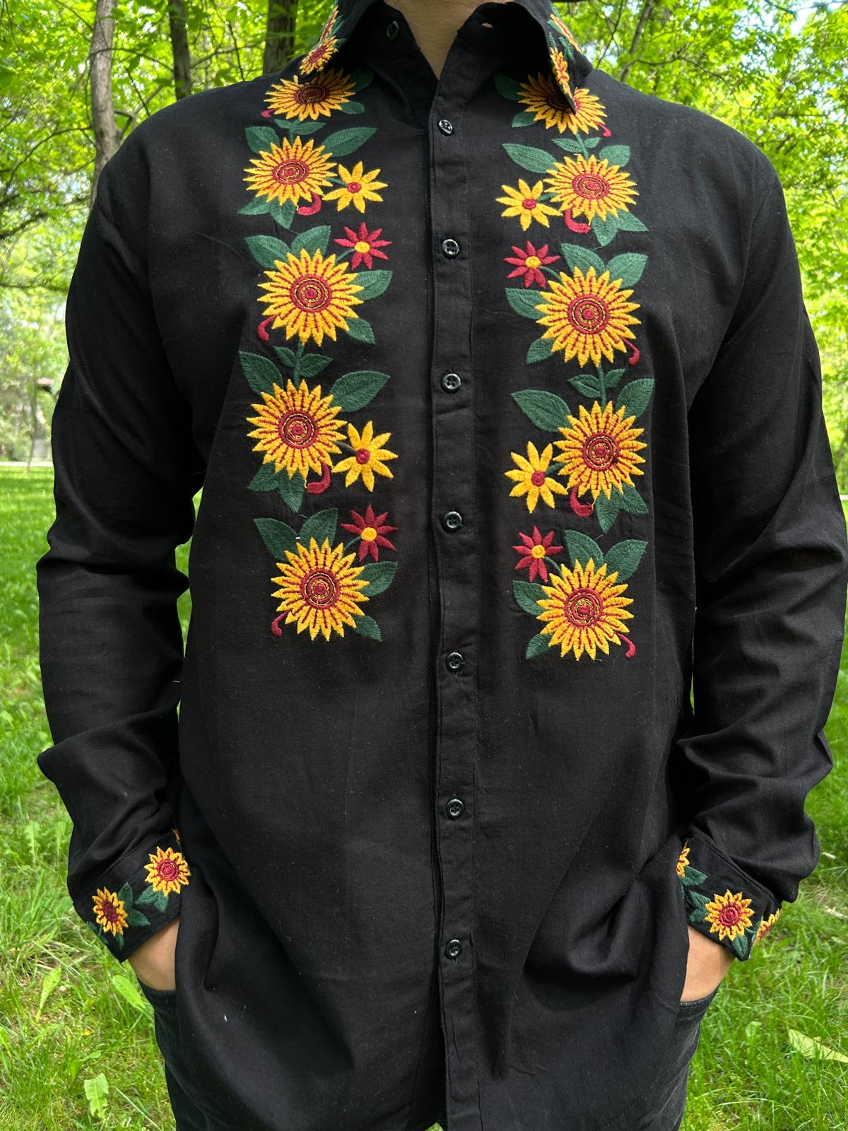 Cămașă tradițională bărbați TM1083 *floarea-soarelui* - XXL