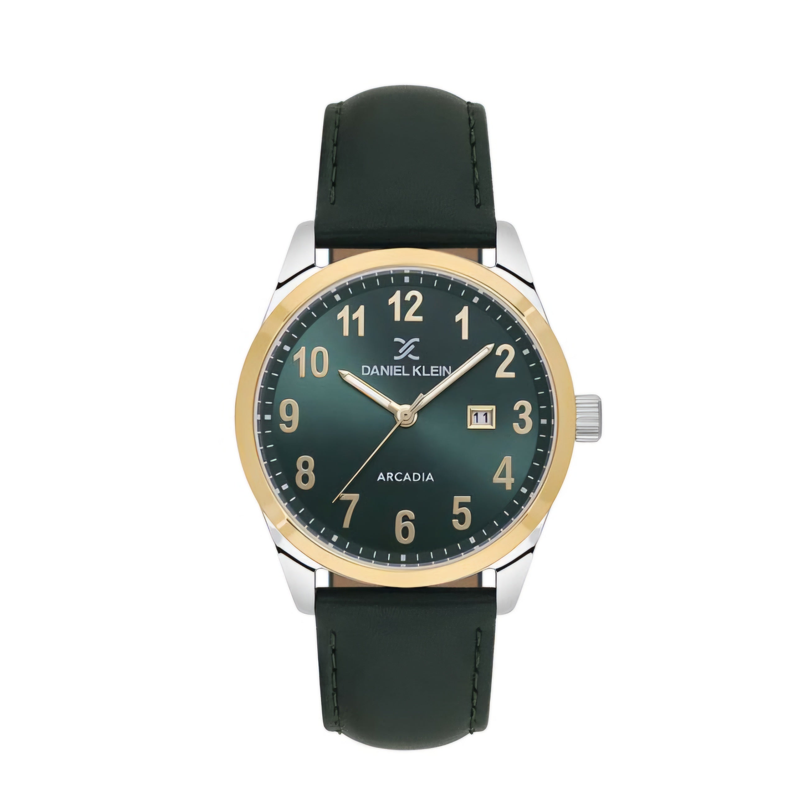 Ceas Bărbătesc Arcadia, Design Clasic cu Dată și Curea din Piele - Verde