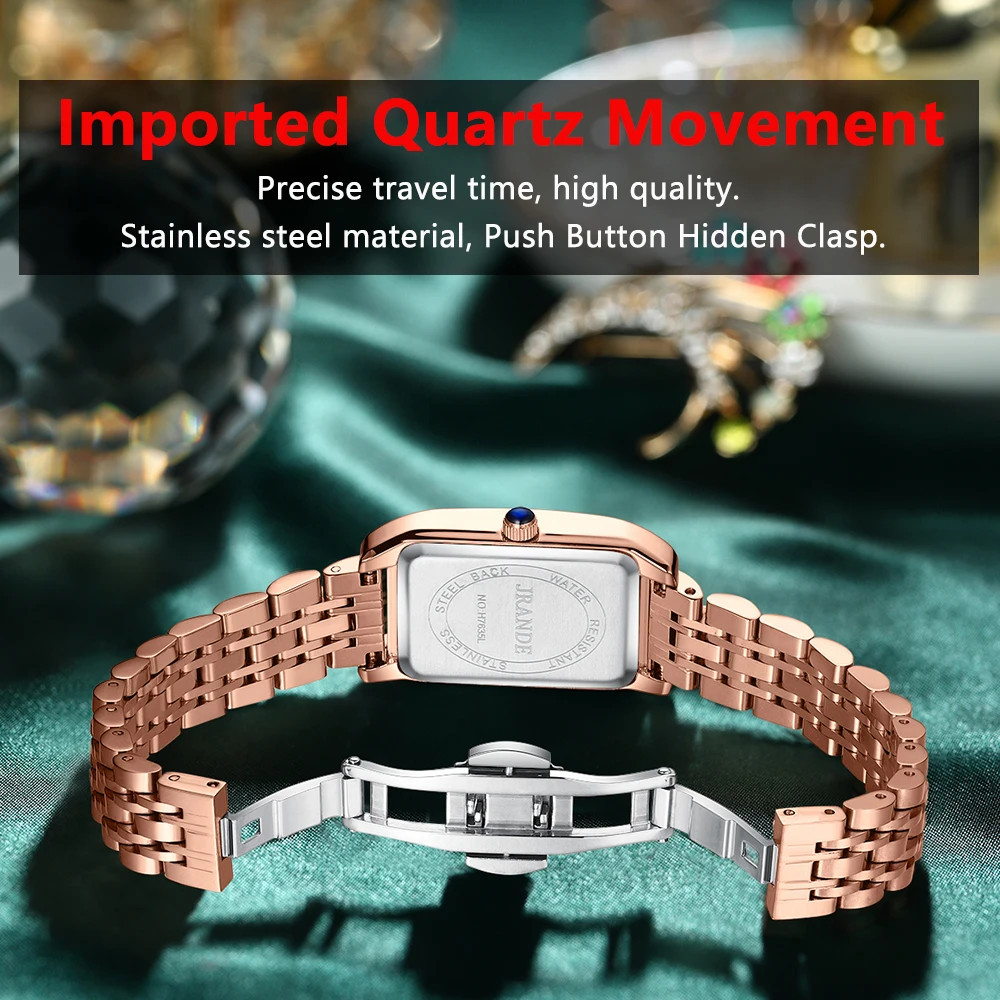 Ceas dama Poedagar CS1515, otel inoxidabil, rose gold, cadran verde - poza 3