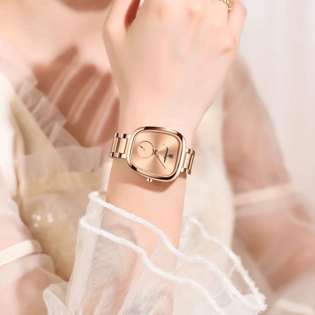 Ceas de dama Poedagar CS1895, otel inoxidabil, rose gold, cadran visiniu - poza 2