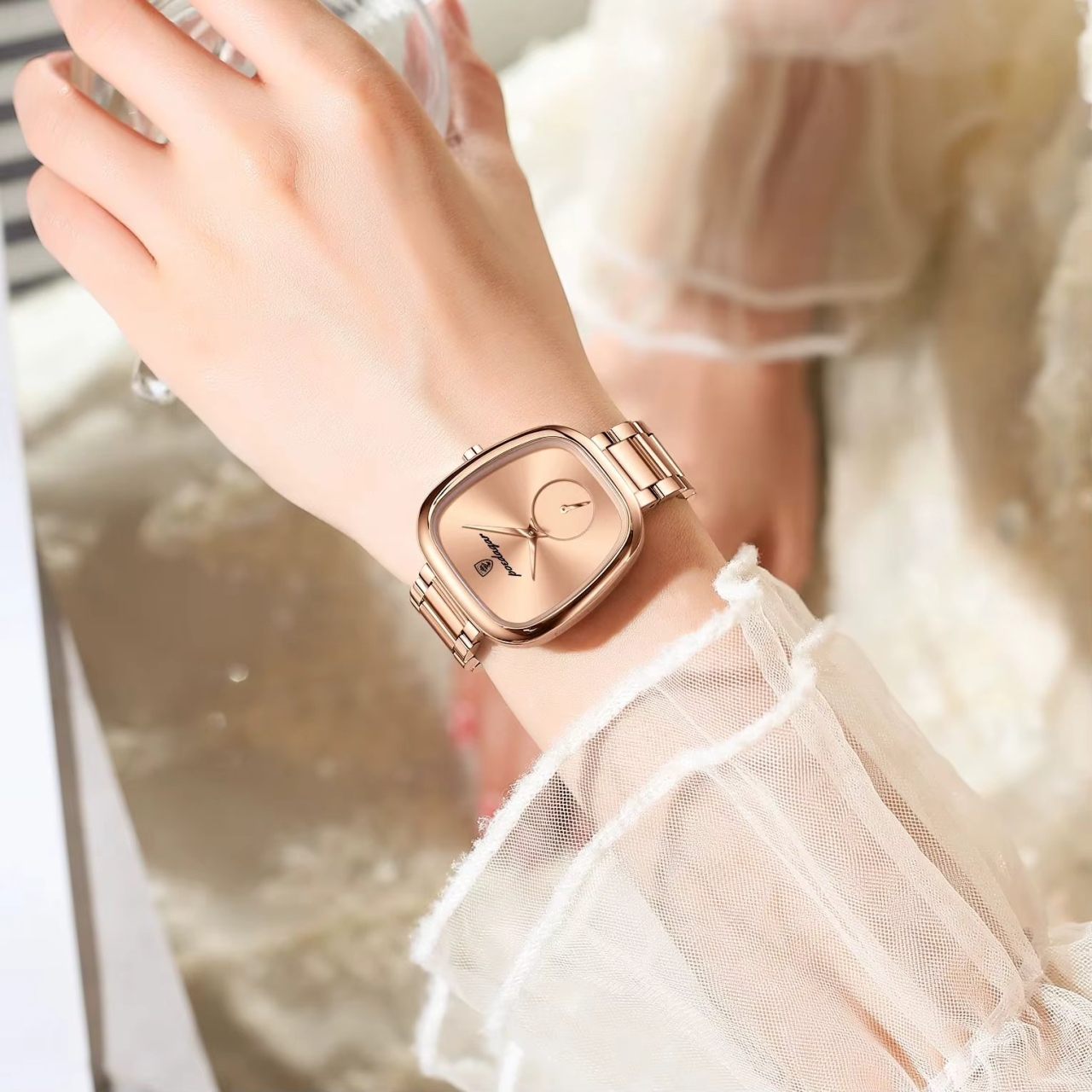 Ceas de dama Poedagar CS1895, otel inoxidabil, rose gold, cadran visiniu - poza 3