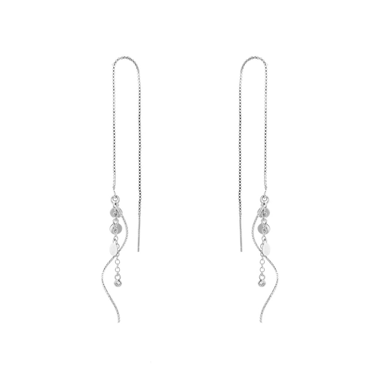Cercei lungi argint 925, JW968, model elegant, placati cu rodiu - poza 1