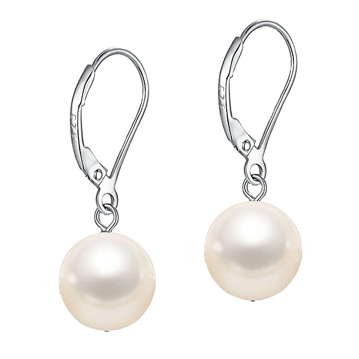 Cercei Perle Mari Albe, Business, de 9-10 mm, Tortita Inchisa, Argint 925 - Calitate AA+ KASKADDA