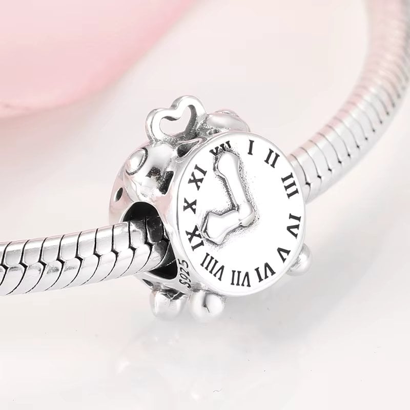 Charm/talisman argint 925, JW1618, model ceas, placat cu rodiu - poza 2