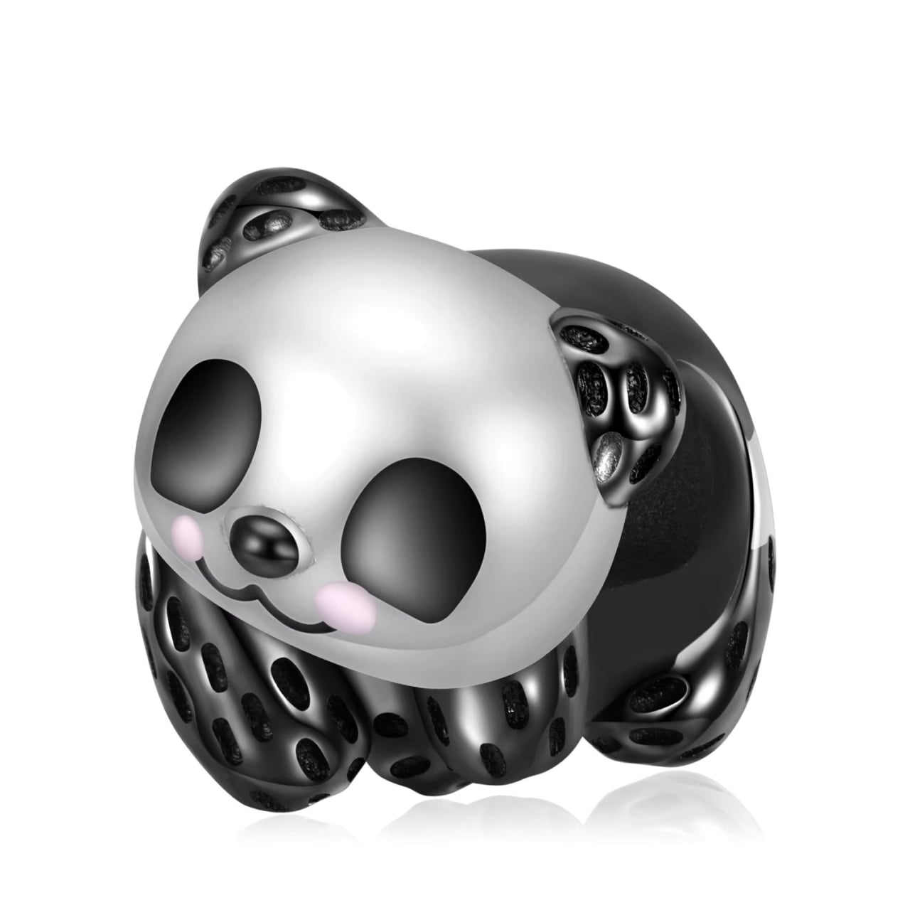 Charm/talisman argint 925, JW1627, model Panda, placat cu rodiu - poza 1