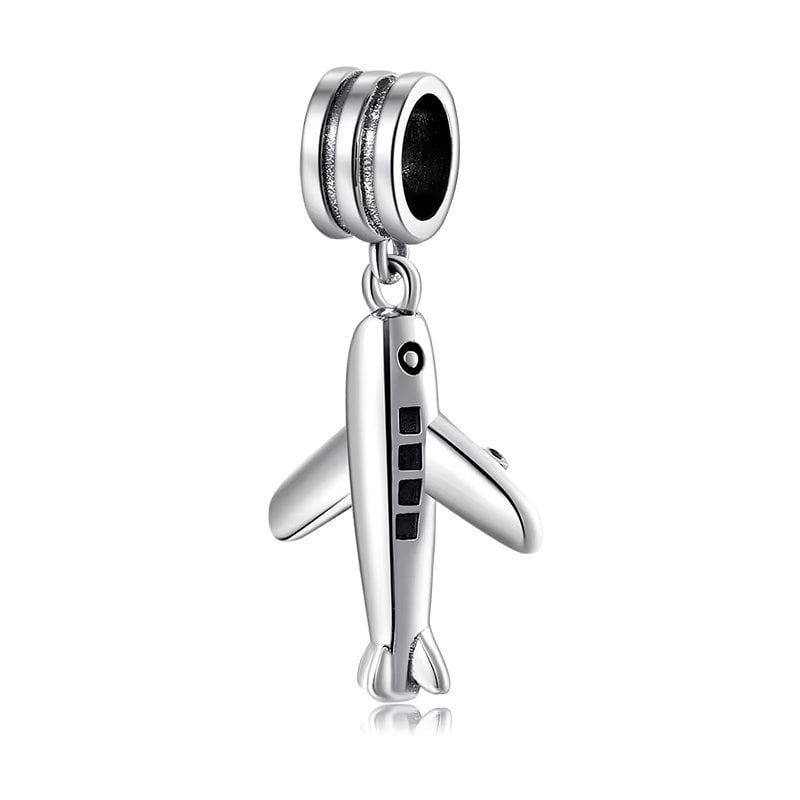 Charm/talisman argint 925, JW1630, model Avion, placat cu rodiu - poza 1