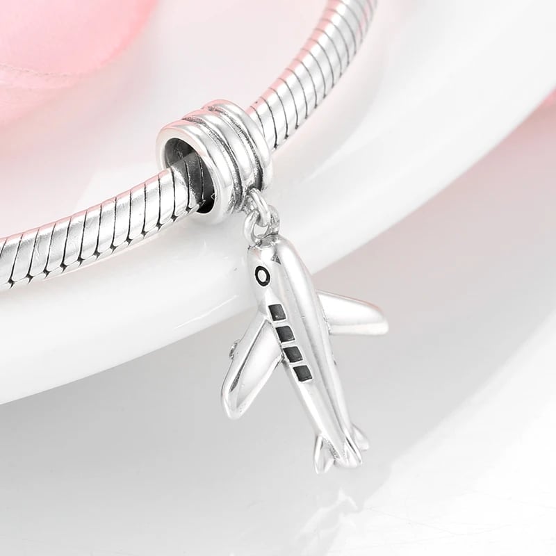 Charm/talisman argint 925, JW1630, model Avion, placat cu rodiu - poza 2