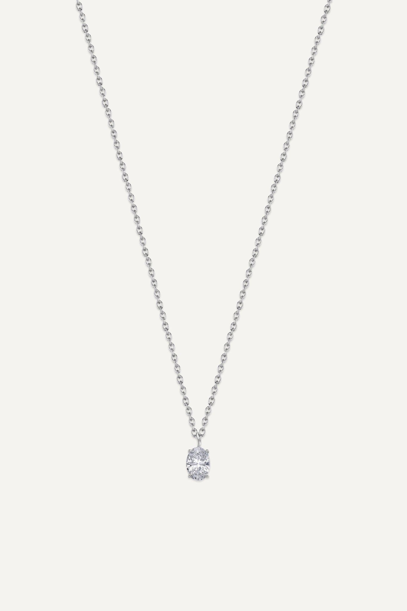 Colier Oval Solitaire - Silver