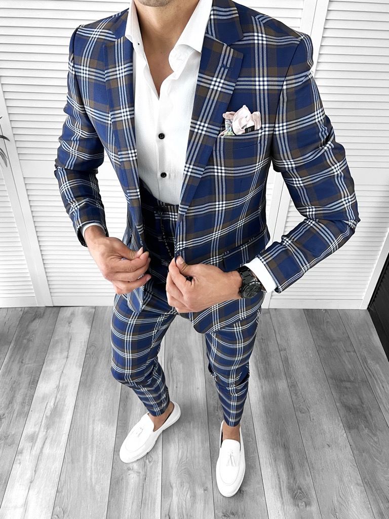 Costum barbati slim fit (PANTALONI + Vesta) 42261 O3-4.3