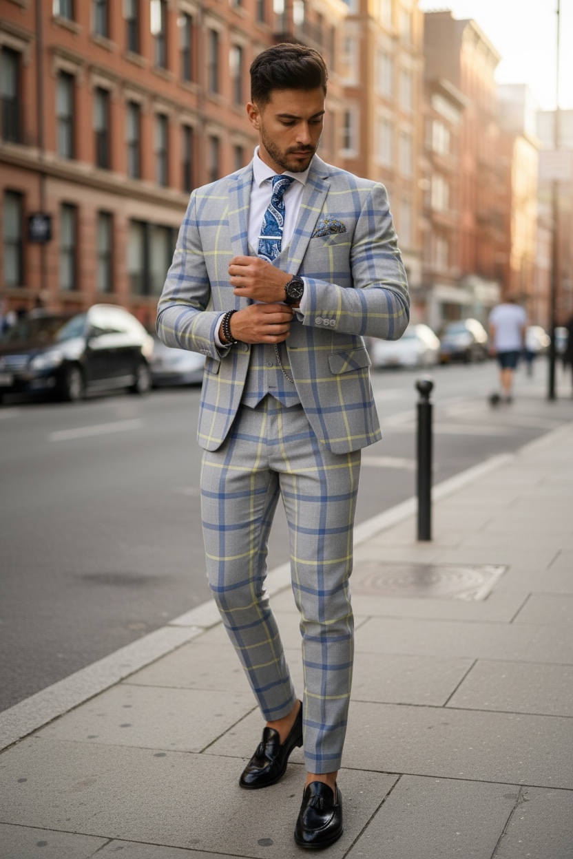 Costum barbati slim fit (PANTALONI + VESTA) 5379 i15-4.2
