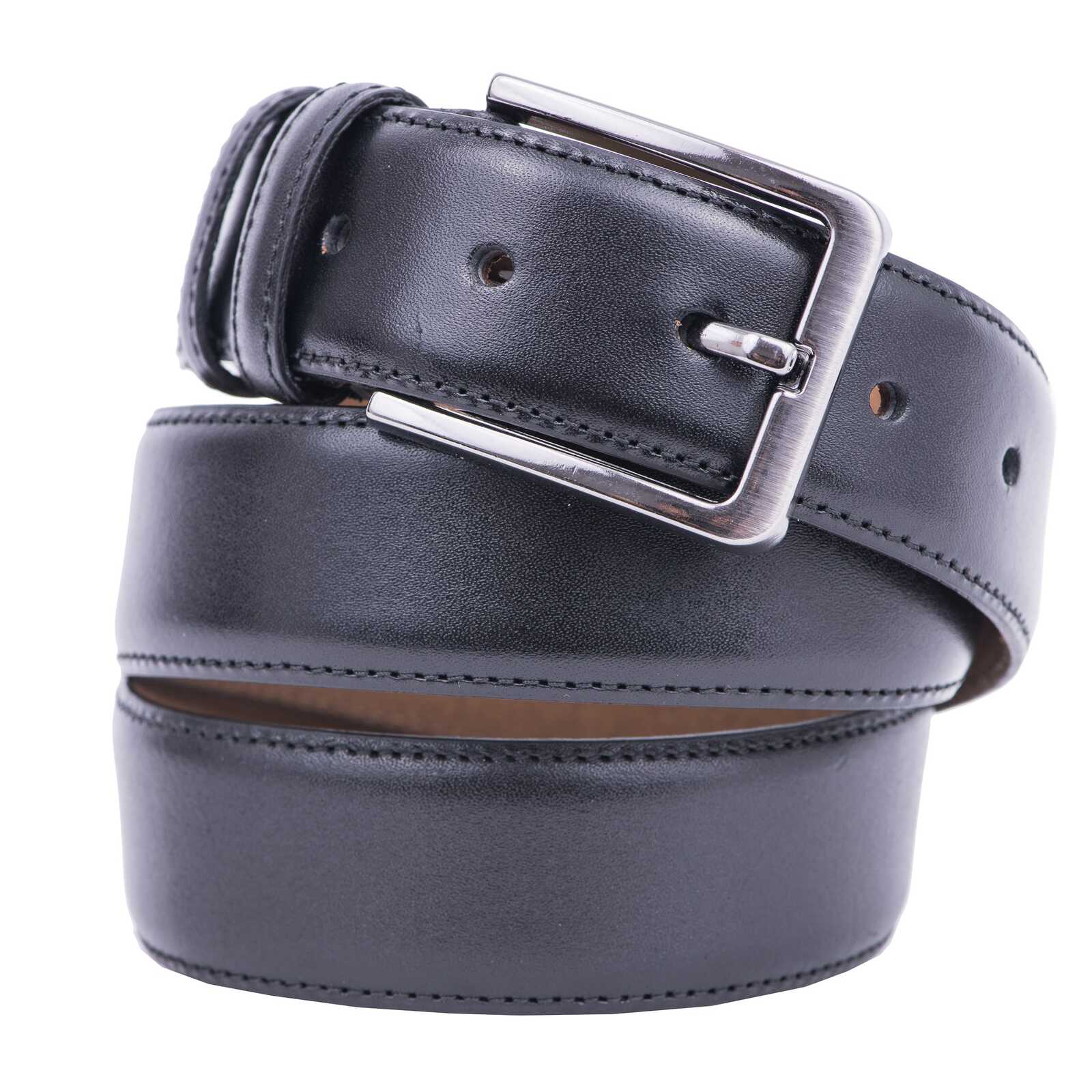 Curea barbati din piele naturala neagra Simple - 125 cm