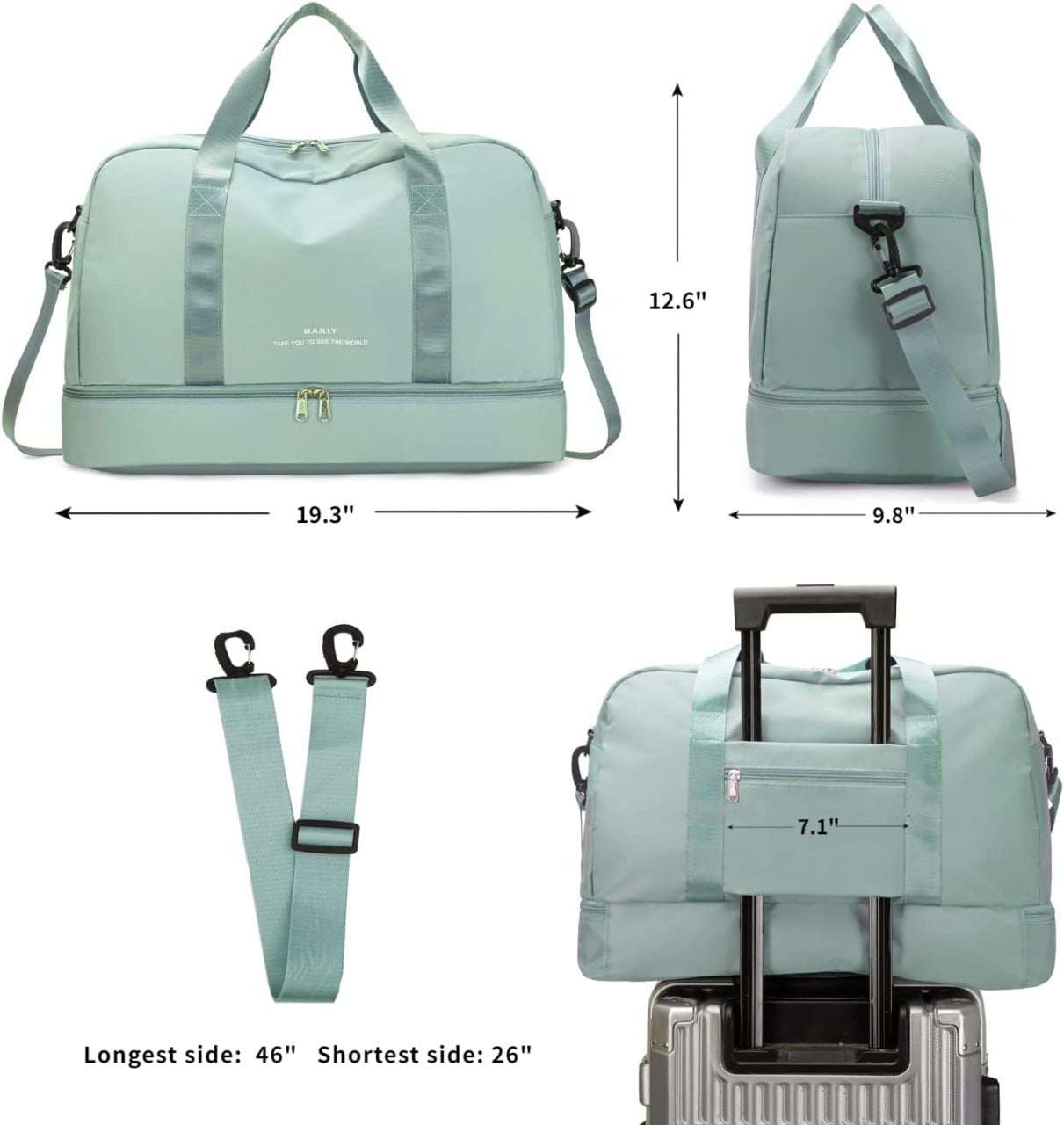 Geanta de calatorie unisex, Alaia GT2220, Verde - poza 5