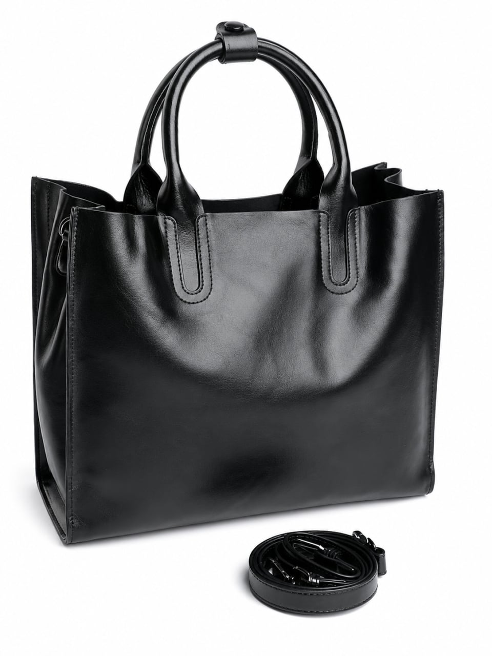 Geanta de dama, 6609, piele naturala, Neagra - poza 1