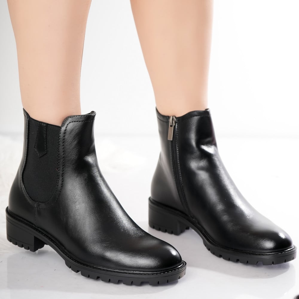 Ghete Dama Imblanite Negre din Piele Ecologica Velvet - poza 1