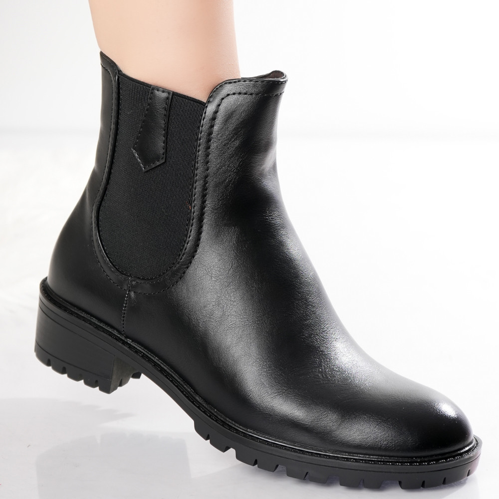 Ghete Dama Imblanite Negre din Piele Ecologica Velvet - poza 2
