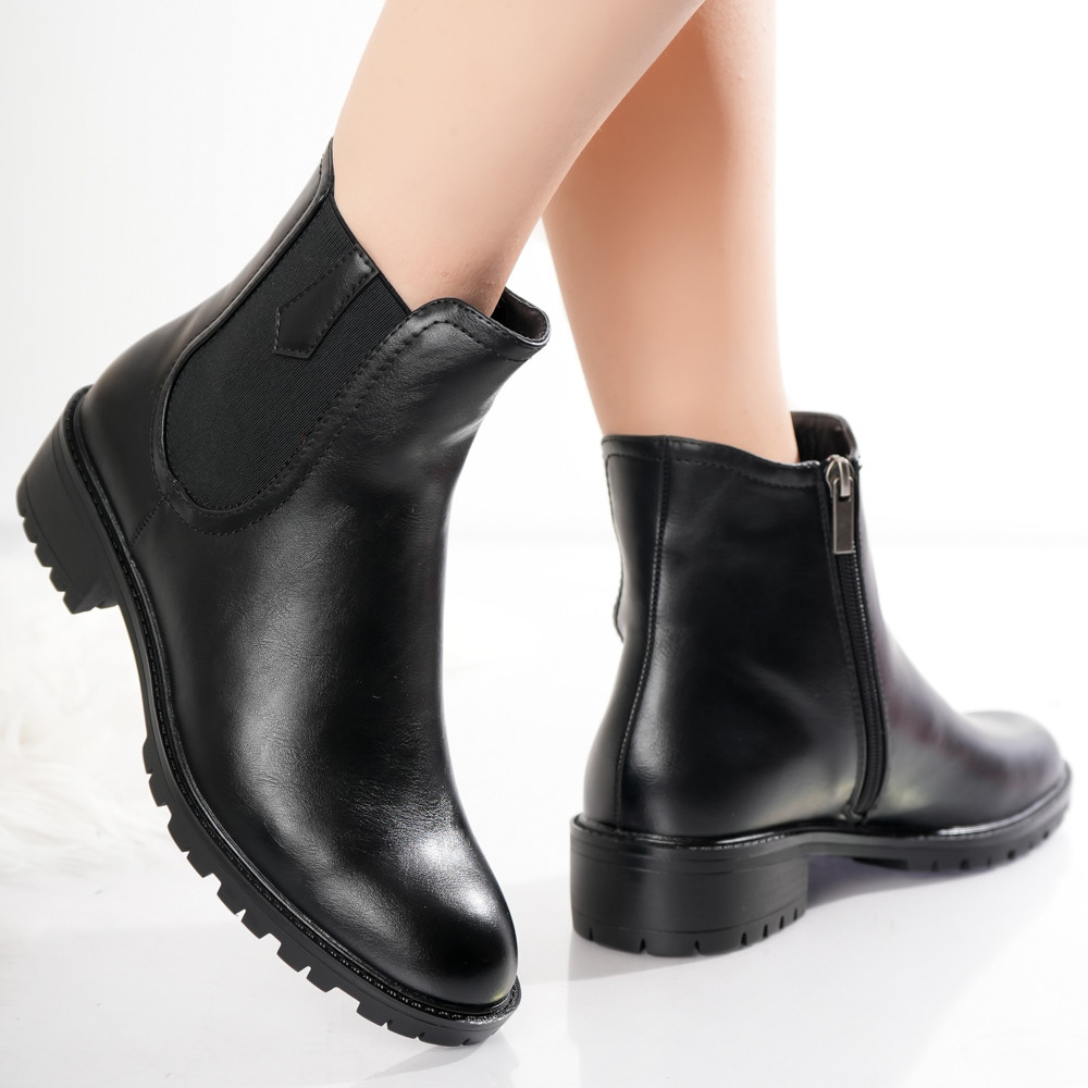 Ghete Dama Imblanite Negre din Piele Ecologica Velvet - poza 4