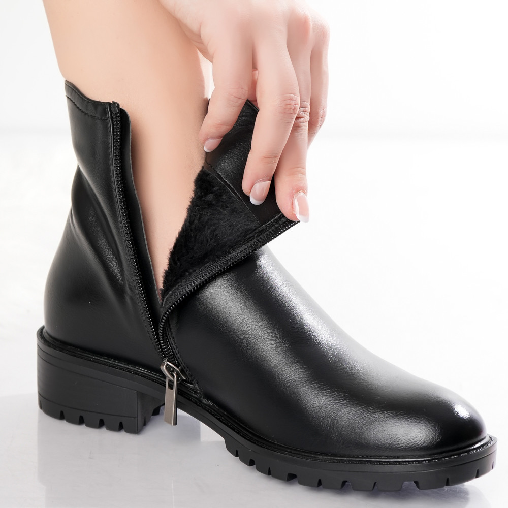 Ghete Dama Imblanite Negre din Piele Ecologica Velvet - poza 5