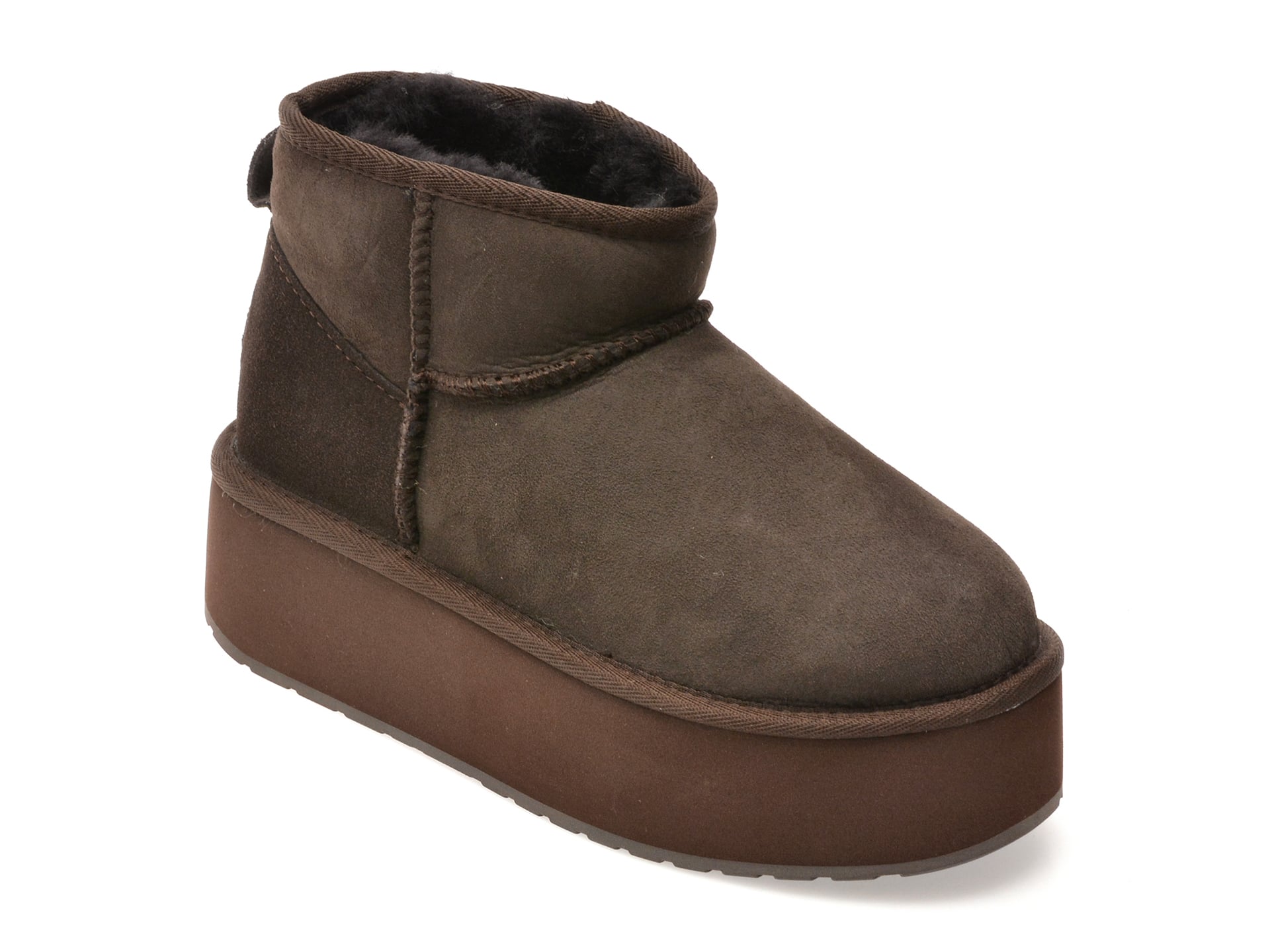 Ghete EMU maro, STINGER MICRO FLATFORM, din piele intoarsa