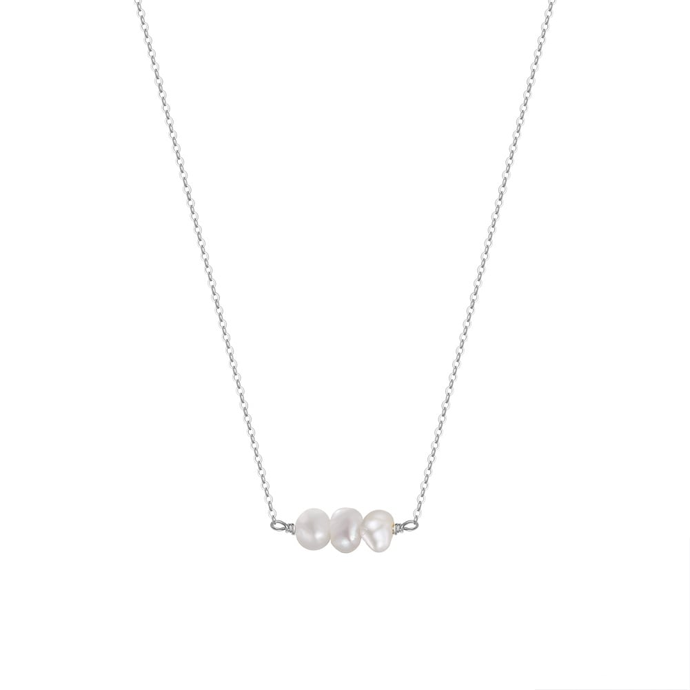 Lantisor argint 925, JW1535, model perla, placat cu rodiu - poza 1