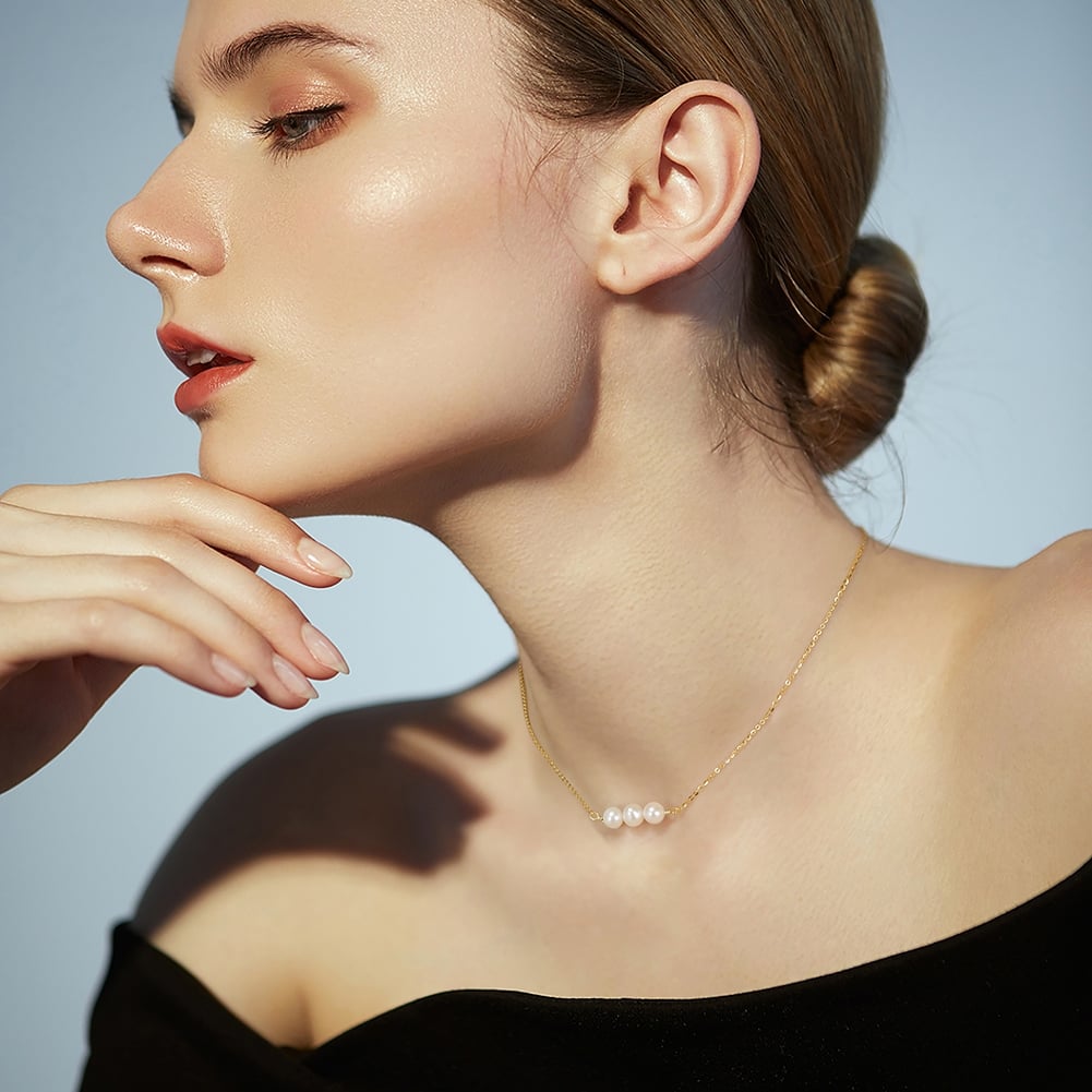 Lantisor argint 925, JW1535, model perla, placat cu rodiu - poza 2