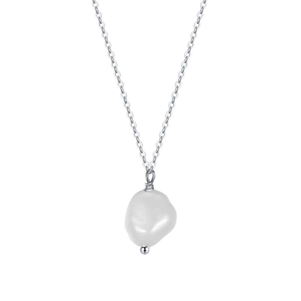 Lantisor argint 925, JW1536, model perla, placat cu rodiu - poza 1