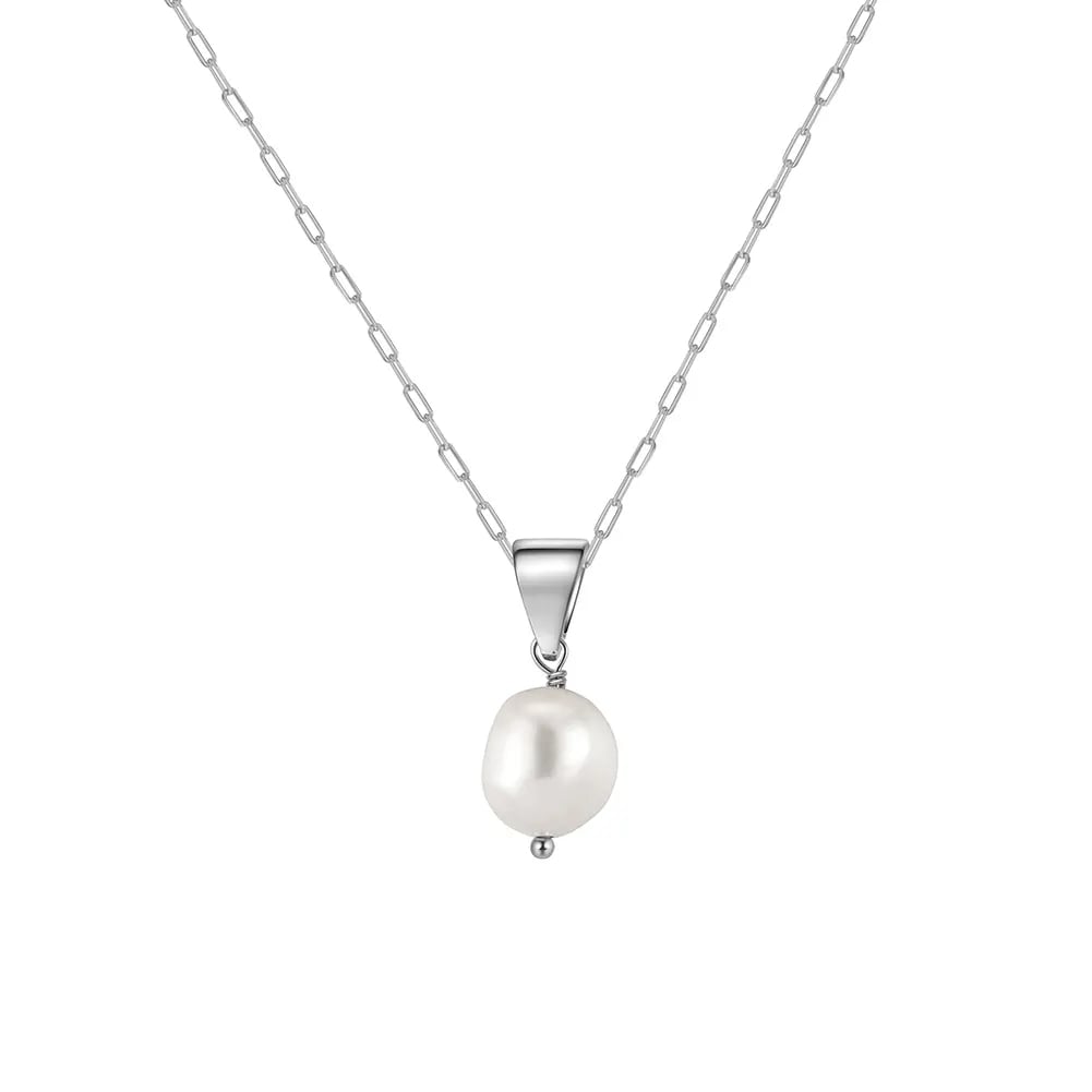 Lantisor argint 925, JW1537, model perla, placat cu rodiu - poza 1