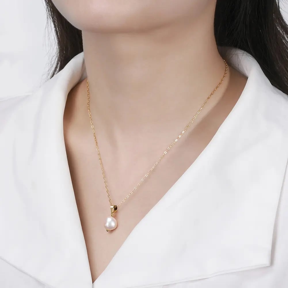 Lantisor argint 925, JW1537, model perla, placat cu rodiu - poza 2