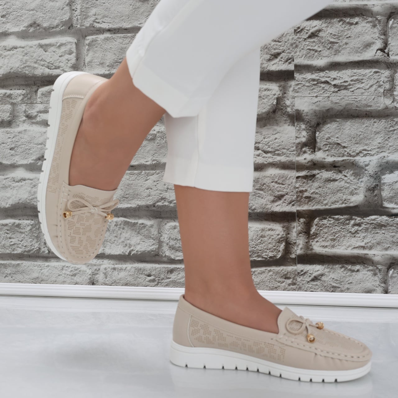 Pantofi dama casual Bej din Piele Ecologica Lujaina - poza 3