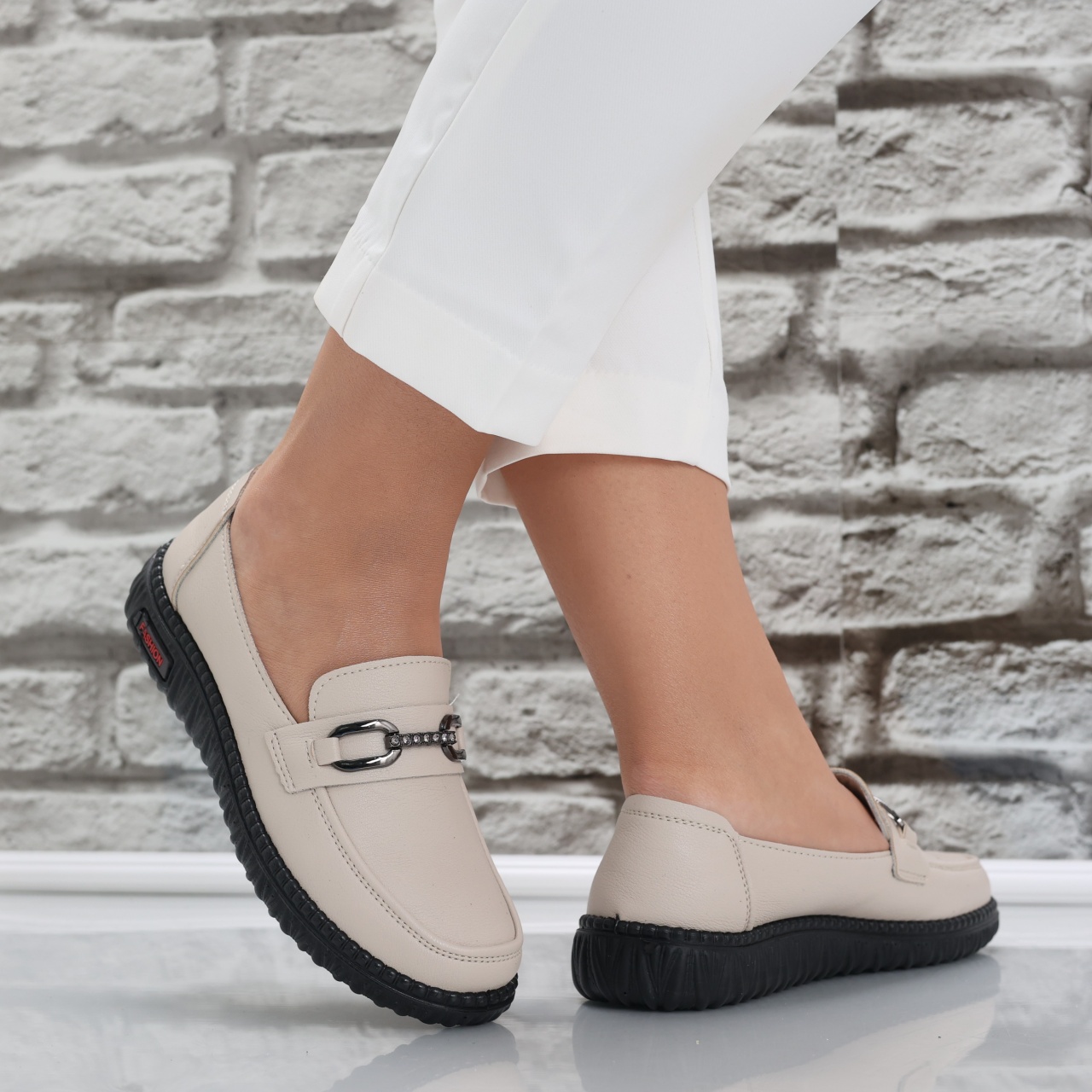 Pantofi dama casual Bej din Piele Ecologica siham - poza 1