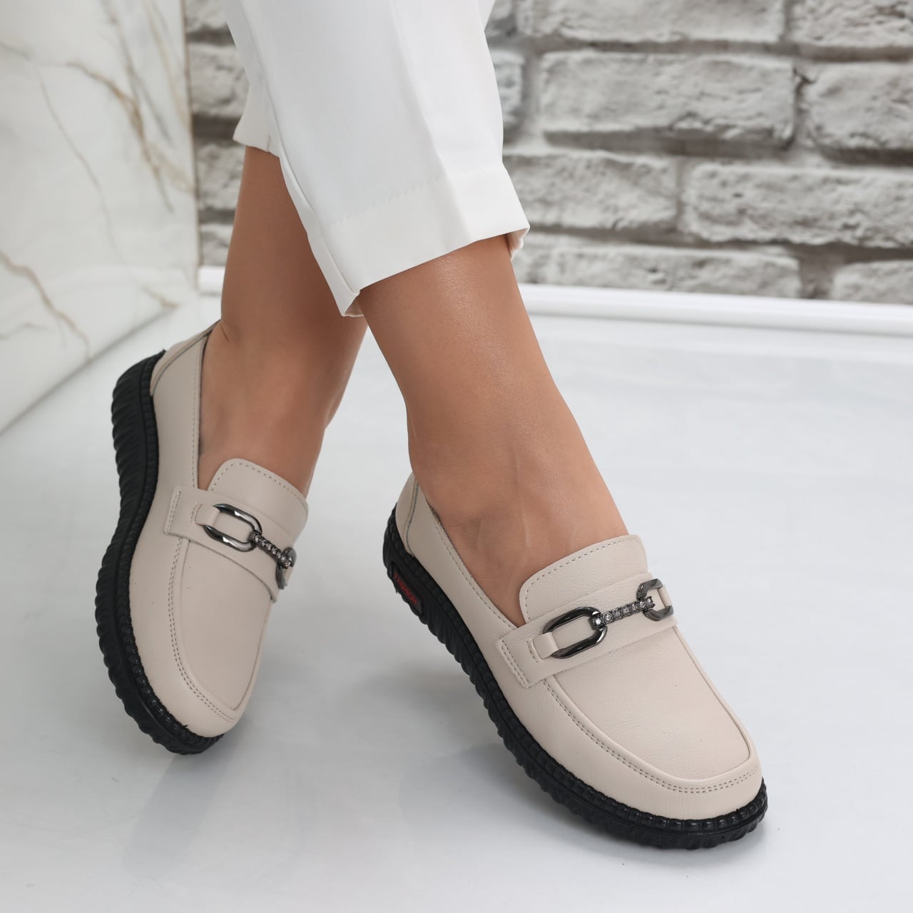 Pantofi dama casual Bej din Piele Ecologica siham - poza 2