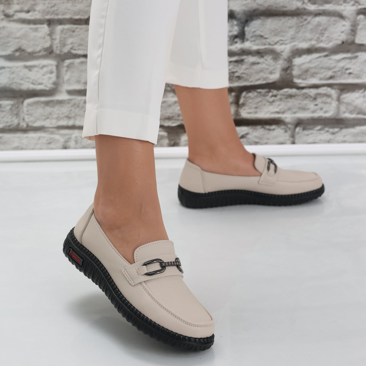 Pantofi dama casual Bej din Piele Ecologica siham - poza 3