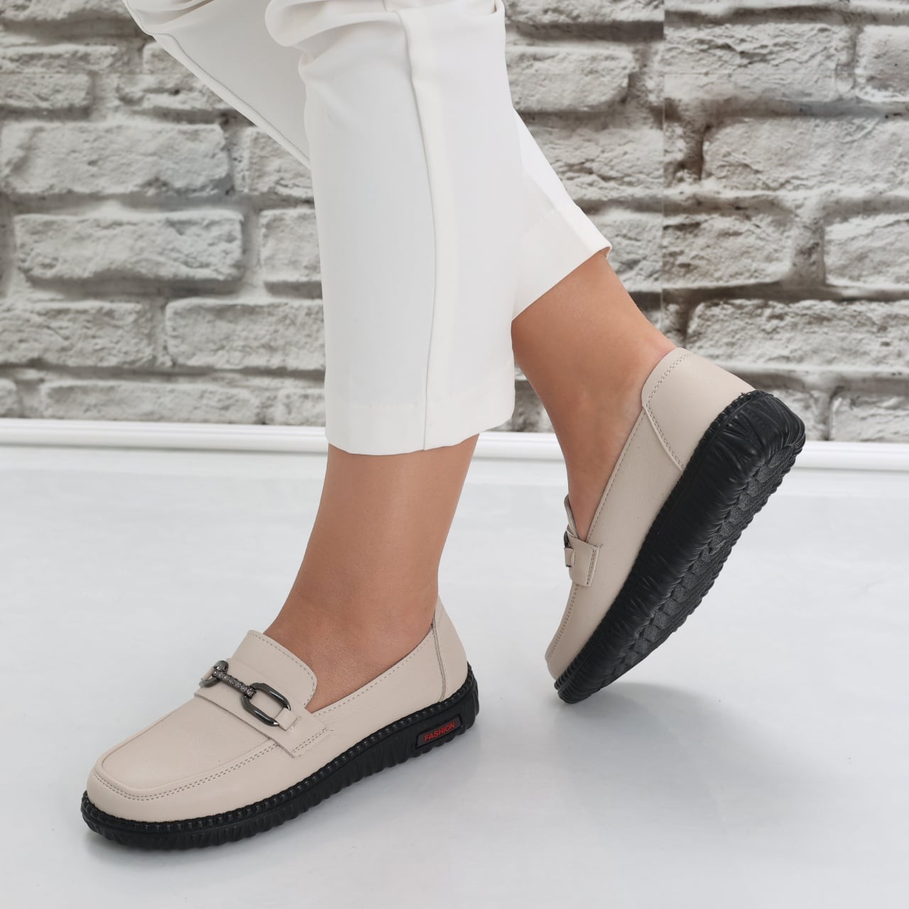 Pantofi dama casual Bej din Piele Ecologica siham - poza 5