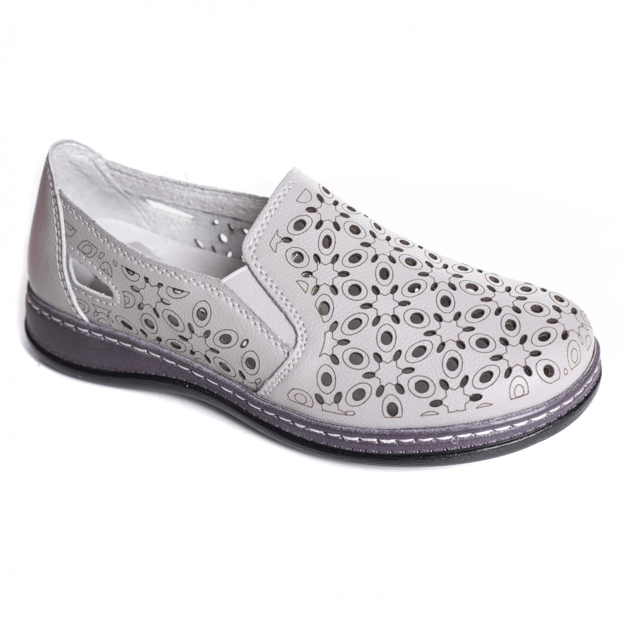 Pantofi dama casual gri din piele naturala juiter - poza 4
