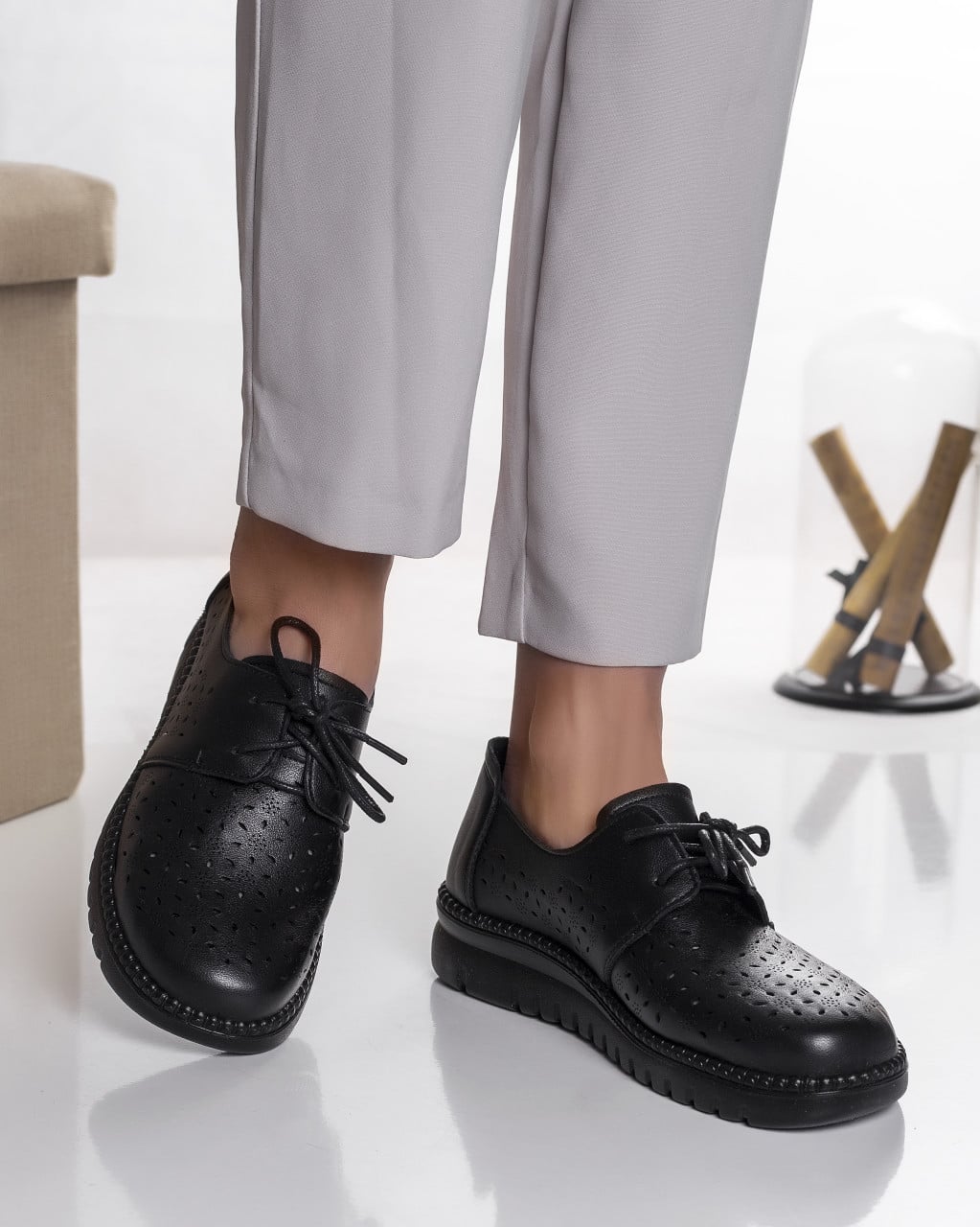 Pantofi dama casual negri din piele ecologica dalia - poza 1