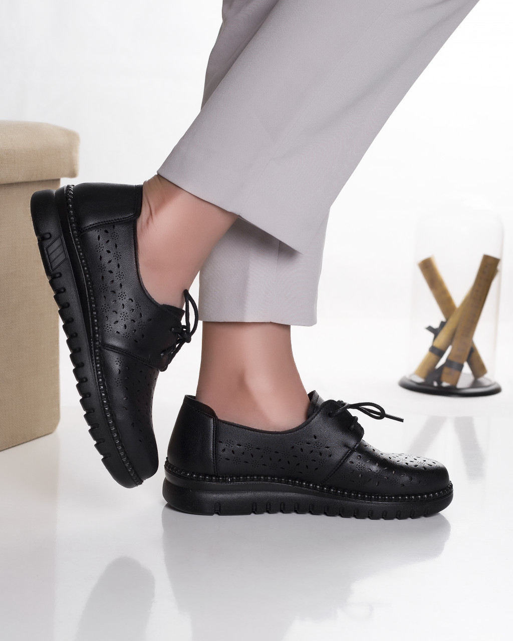 Pantofi dama casual negri din piele ecologica dalia - poza 3
