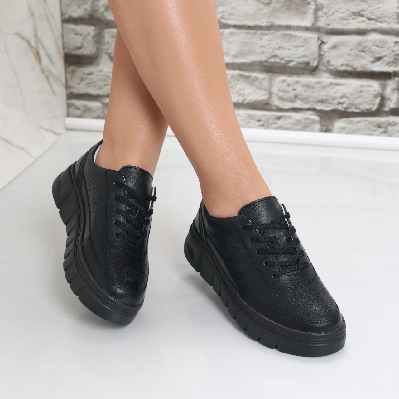 Pantofi dama casual Negri din Piele Naturala Brynin - poza 4