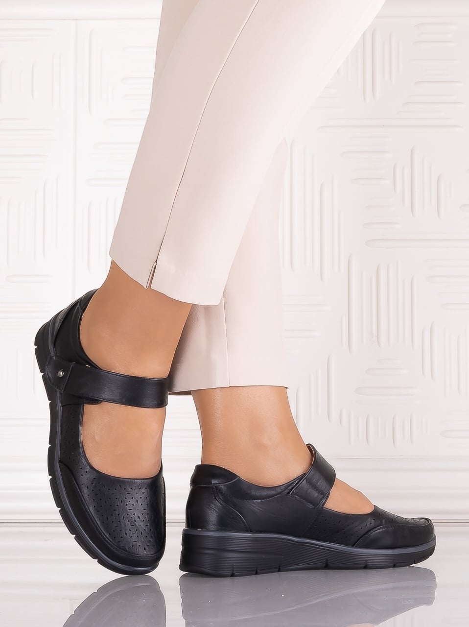 Pantofi dama casual Negrii din Piele Ecologică Anabelle - poza 1